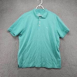 Tommy‎ Bahama shirt Mens Large Polo shirt Teal stripped golf